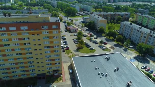 Osiecka Rondo Estate Piotrkow Trybunalski Rondo Aerial View Poland High — Stok video