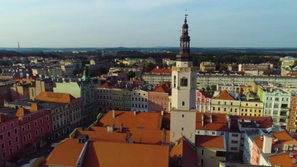 Old Town Square Swidnica Ratusz Rynek Aerial View Poland High — Wideo stockowe