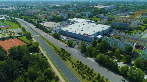 Echo Shopping Center Piotrkow Trybulanski Gallery Aerial View Poland High — Stok video