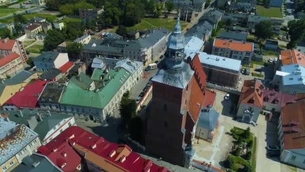Basílica Cidade Velha Piotrkow Trybunalski Stare Miasto Bazylika Vista Aérea — Vídeo de Stock