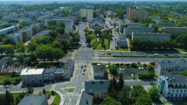 Crossroads Old Town Piotrkow Trybunalski Aerial View Poland High Quality — Stok video