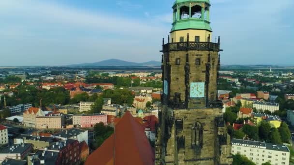 Cathedral Swidnica Katedra Aerial View Poland High Quality Footage — Wideo stockowe