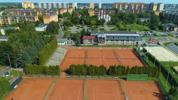 Tennis Courts Piotrkow Trybulanski Korty Tenisowe Aerial View Poland High — Stok video