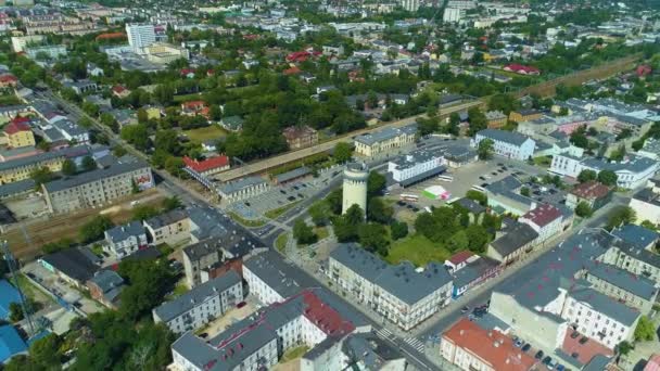 Centrum Railway Station Piotrkow Trybunalski Dworzec Kolejowy Aerial View Poland — Stok video
