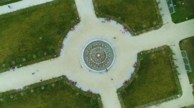 Fountain Central Park Swidnica Fontanna Aerial View Poland. High quality 4k footage