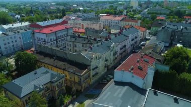Dabrowskiego Caddesi Kiracı Piotrkow Trybunalski Kamienice Havacılık Görünümü Polonya. Yüksek kalite 4k görüntü