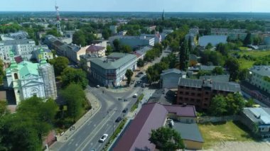 Street Swietego Antoniego Tomaszow Mazowiecki Aerial View Poland. High quality 4k footage