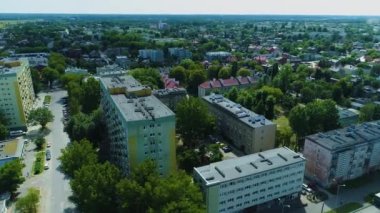 Skyscrapers Panorama Pabianice Zamkowa Wiezowce Aerial View Poland. High quality 4k footage
