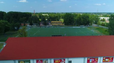 Football Field Tomaszow Mazowiecki Boisko Aerial View Poland. High quality 4k footage