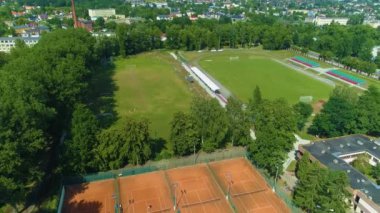 Tennis Courts Tomaszow Mazowiecki Korty Aerial View Poland. High quality 4k footage