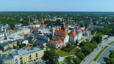 Old Town Piotrkow Trybunalski Stare Miasto Aerial View Poland. High quality 4k footage