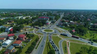 Roundo Sulejowskie Piotrkow Trybunalski Aerial View Poland. High quality 4k footage