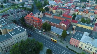 Plac Grunwaldzki Meydanı Swidnica Zeromskiego Hava Görüntüsü Polonya. Yüksek kalite 4k görüntü