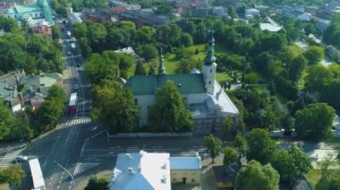 Franciscan Monastery Radomsko Klasztor Franciszkanow Aerial View Poland. High quality 4k footage