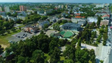 Amfitiyatro Piotrkow Trybunalski Amfiteatr Hava Görüntüsü Polonya. Yüksek kalite 4k görüntü