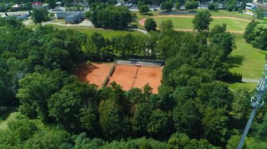 Tennis Court Pabianice Korty Tenisowe Aerial View Poland. High quality 4k footage