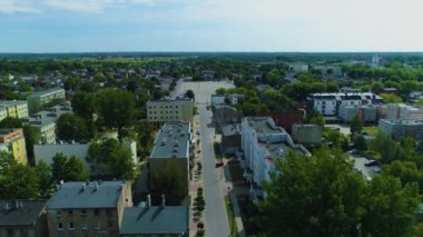 Market Square Pabianice Rynek Aerial View Poland. High quality 4k footage