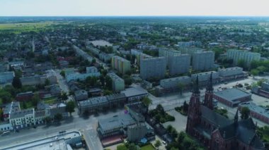 Gökdelenler Panorama Pabianice Wiezowce Hava Görüntüsü Polonya. Yüksek kalite 4k görüntü