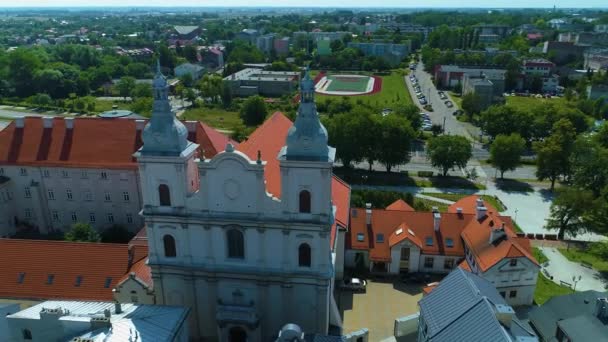 Sanctuary Old Town Piotrkow Trybunalski Stare Miasto Aerial View Poland — Stok video
