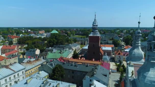 Basílica Cidade Velha Piotrkow Trybunalski Stare Miasto Bazylika Vista Aérea — Vídeo de Stock