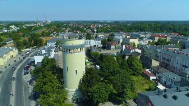 Water Tower Railway Station Piotrkow Trybunalski Aerial View Poland High — Vídeo de Stock