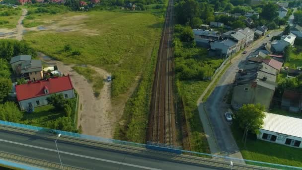 Viaducto Sobre Las Pistas Radomsko Wiadukt Vista Aérea Polonia Imágenes — Vídeos de Stock