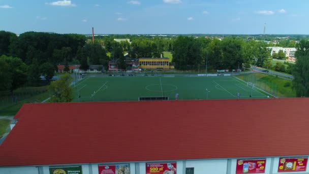 Piłka Nożna Tomaszow Mazowiecki Boisko Aerial View Poland Wysokiej Jakości — Wideo stockowe