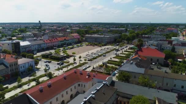 中心广场Kosciuszko Tomaszow Mazowiecki Plac Kosciuszki Aerial Poland 高质量的4K镜头 — 图库视频影像