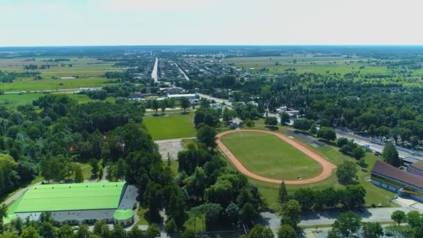 Stadion Mosir Pabianice Stadion Aerial View Poland Wysokiej Jakości Materiał — Wideo stockowe