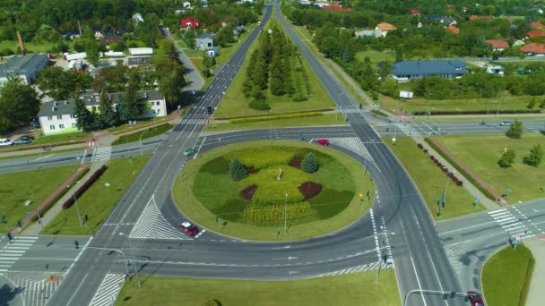 Intersecção Avenida Sikorskiego Piotrkow Trybulanski Rondo Aerial View Poland Imagens — Vídeo de Stock