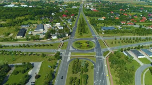 Intersecção Avenida Sikorskiego Piotrkow Trybulanski Rondo Aerial View Poland Imagens — Vídeo de Stock