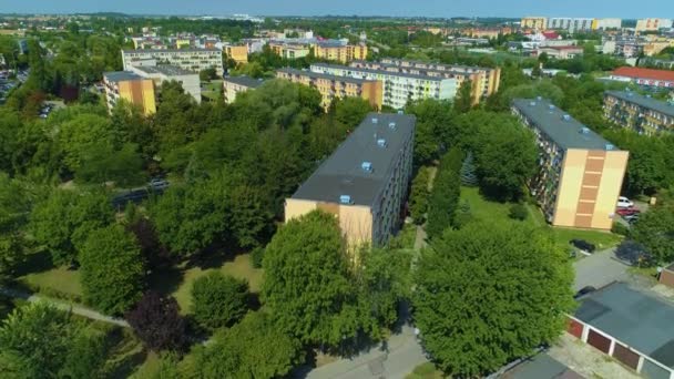 Beautiful Housing Estate Bazaar Piotrkow Trybunalski Aerial View Poland High — Stok video