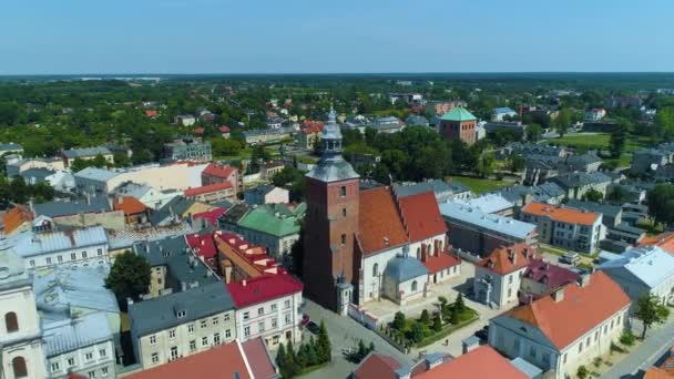 Basilika Gamla Stan Piotrkow Trybunalski Stare Miasto Bazylika Flygfoto Polen — Stockvideo