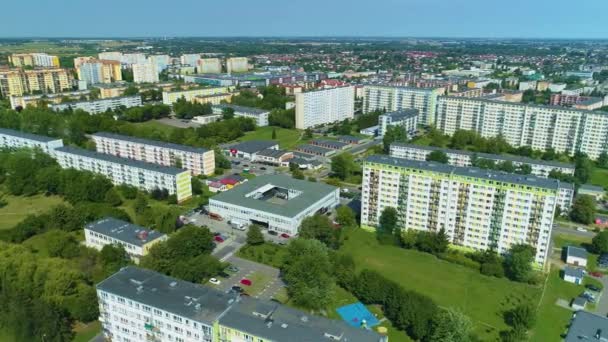 Panorama Beautiful Piotrkow Trybunalski Housing Estate Aerial View Poland High — стоковое видео