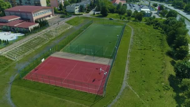 Football Field Piotrkow Trybulanski Boisko Aerial View Poland High Quality — ストック動画