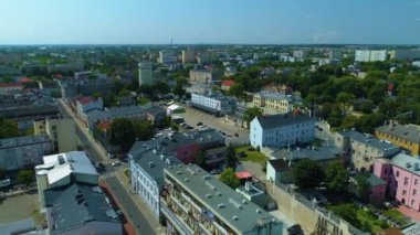 Centrum Railway Station Piotrkow Trybunalski Dworzec Kolejowy Aerial View Poland. High quality 4k footage