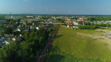 Panorama Viaduct Over The Tracks Radomsko Wiadukt Aerial View Poland. High quality 4k footage