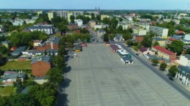 Market Square Pabianice Rynek Aerial View Poland. High quality 4k footage