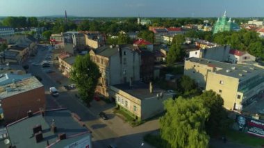 Centrum Zeromskiego Street Radomsko Aerial View Poland. High quality 4k footage