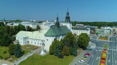 Bernardine Monastery Trybunalski Klasztor Aerial View Poland. High quality 4k footage