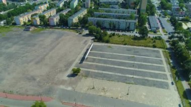 Beautiful Housing Estate Near Bazaar Piotrkow Trybunalski Aerial View Poland. High quality 4k footage