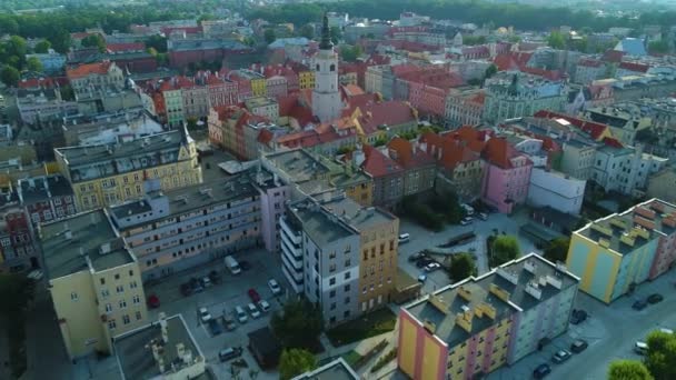 Swidnica Ratusz Rynek Aerial View Poland的老市政厅广场 高质量的4K镜头 — 图库视频影像