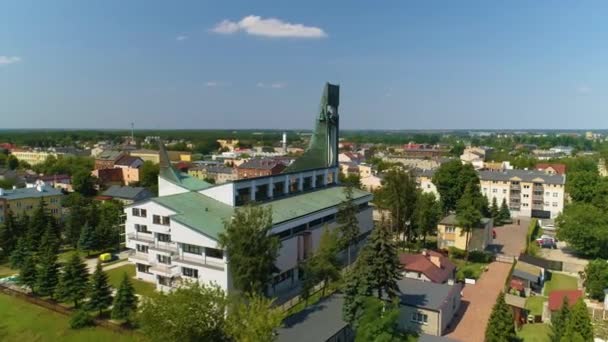 Igreja Tomaszow Mazowiecki Kosciol Nmp Vista Aérea Polónia Imagens Alta — Vídeo de Stock
