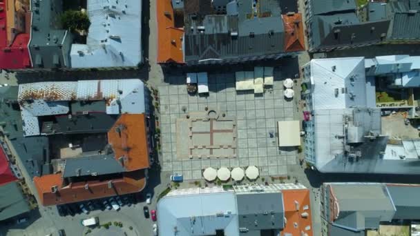 旧市街市場広場Piotrkow Trybunalski Stare Miasto Rynk空撮ポーランド 高品質4K映像 — ストック動画