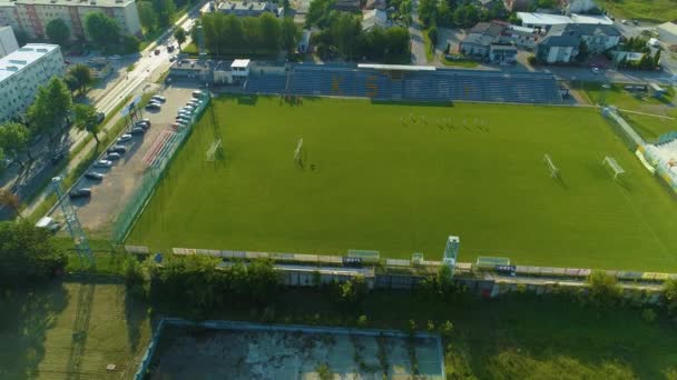 Stadion Rks Radomsko Stadium Aerial View Poland Vysoce Kvalitní Záběry — Stock video