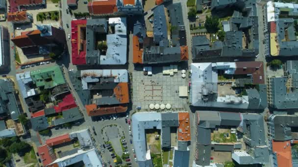 Old Town Market Square Piotrkow Trybunalski Stare Miasto Rynek Aerial — Vídeos de Stock