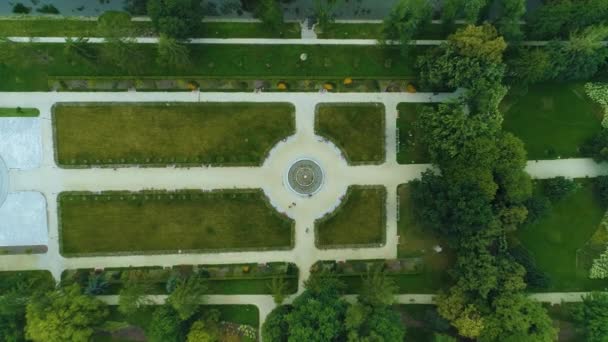 Top Fountain Central Park Swidnica Fontanna Aerial View Poland High — Wideo stockowe