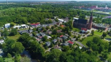Panorama Church Glogow Kosciol Nmp Aerial View Poland. High quality 4k footage