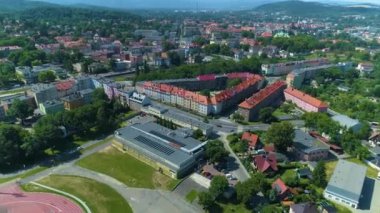 Beautiful Landscape Town Jelenia Gora Krajobraz Aerial View Poland. High quality 4k footage