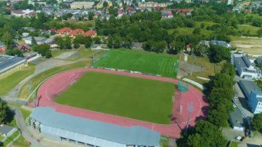 Karkonosze Stadyumu Jelenia Gora Stadyumu Hava Görüntüsü Polonya. Yüksek kalite 4k görüntü